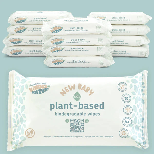 Kinder by Nature Bio Baby Wipes – Plastic-Free & Biodegradable (56 Pack)